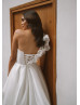 One Shoulder Ivory Satin Slit Timeless Wedding Dress